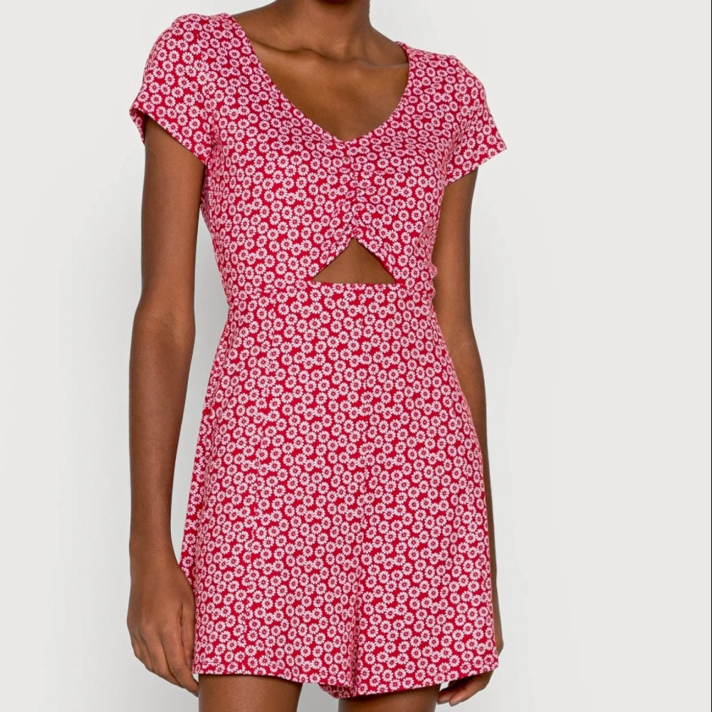 Hollister Red Floral Romper